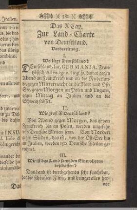 Das X. Capitel. Zur Land-Charte von Deutschland.