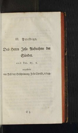 III. Predigt. Des Herrn Jesu Aufnahme der Sünder.