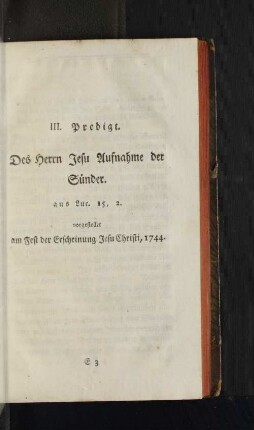 III. Predigt. Des Herrn Jesu Aufnahme der Sünder.