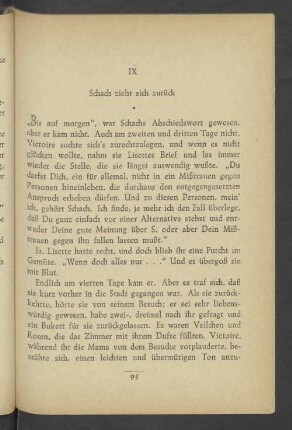 IX Schach zieht sich zurück