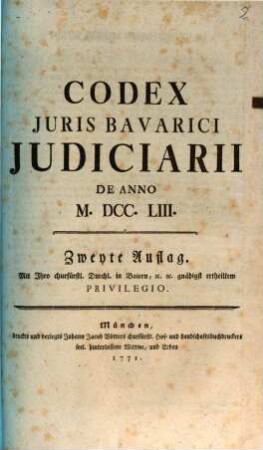 Codex Juris Bavarici Judiciarii : De Anno M.DCC.LIII.