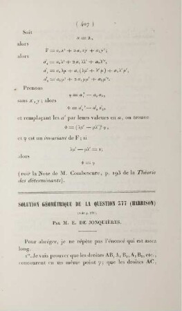 Solution géométrique de la question 577 (Harrison)
