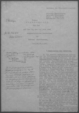 Mehrstetten-Sondernach: Pfarrbericht 1947