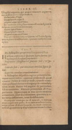 Cap. V. De Syllogismi proprietatibus generalibus.