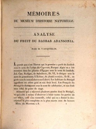 Mémoires du Muséum d'Histoire Naturelle. 8. 1822
