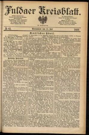 Erste Ausgabe vom Samstag, den 15. Juli 1899.