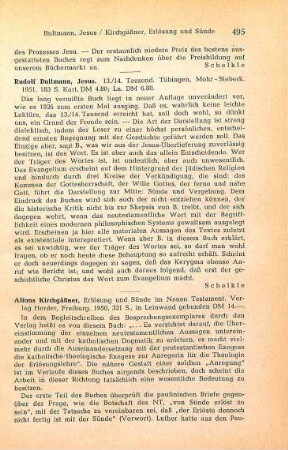495-498 [Rezension] Kirchgässner, Alfons, Erlösung und Sünde im Neuen Testament