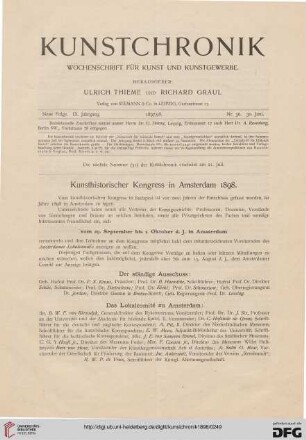 Kunsthistorischer Kongreß in Amsterdam 1898