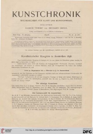 Kunsthistorischer Kongreß in Amsterdam 1898