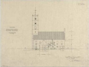 Gsaenger, Gustav; Sulzbach - Rosenberg (Bayern); Ev. Christus Kirche - Wettbewerbsplan, Nordwestseite (Ansicht)