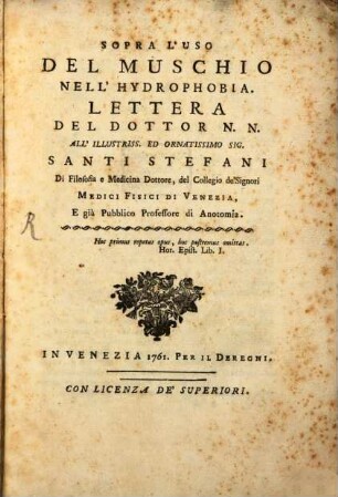 Sopra l'uso del muschio nell'hydrophobia