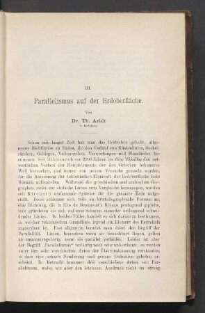 III. Parallelismus auf der Erdoberfläche