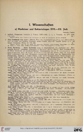 I. Wissenschaften (Nr. 1-215)