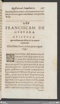 Ad Franciscam De Cuevara Epistola: qua emblema quoddam, & vis amoris explicatur