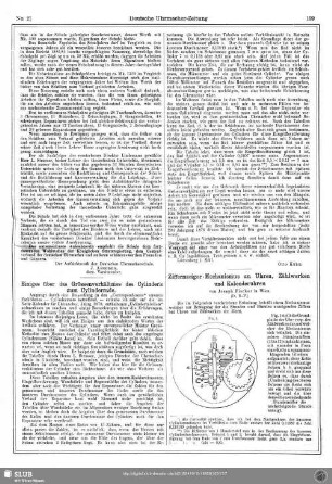 Ziffernzeiger-Mechanismus an Uhren, Zählwerken und Kalenderuhren