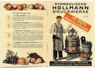 Werbeheft für hydraulische Obst und Traubenpressen der Firma H. Hollmann und Co. AG