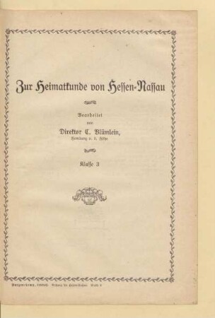 Zur Heimatkunde in Hessen-Nassau