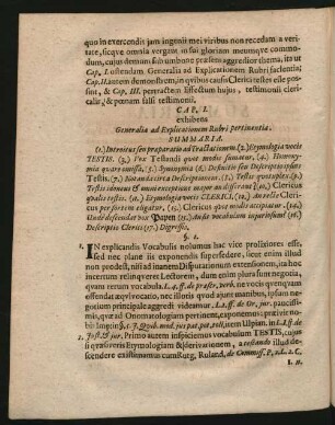 Cap. I. exhibens Generalia ad Explicationem Rubri pertinentia.