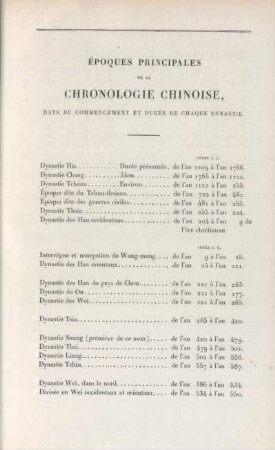 Époques principales de la chronologie chinoise