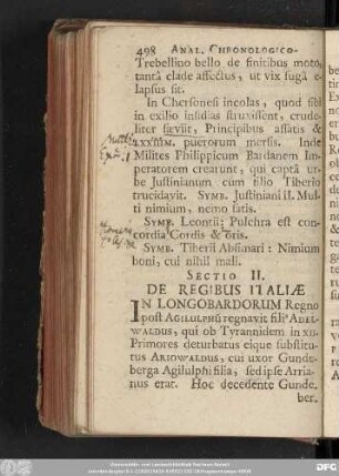 Sectio II. De Regibus Italiae.