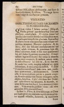 60-61, Diei Primae Visitatio sanctissimi vespertina