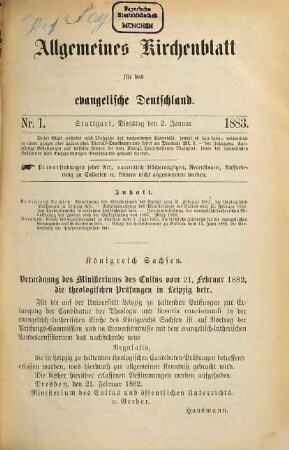 Allgemeines Kirchenblatt für das evangelische Deutschland : Amtsblatt des Deutschen Evangelischen Kirchenbundes. 32. 1883