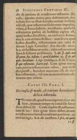 Caput III. Pars I. De causa, & modo, & ratione hereditatis ...