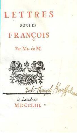 Lettres Sur Les François