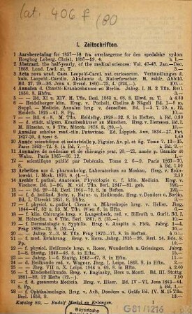 Antiquarischer Katalog, 80. Medicin