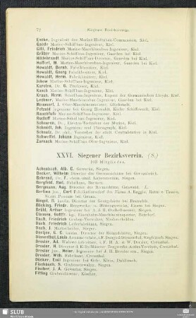 XXVI. Siegener Bezirksverein.