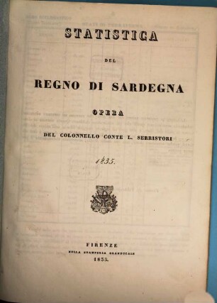 Statistica d'Italia, 1. Regno di Sardegna