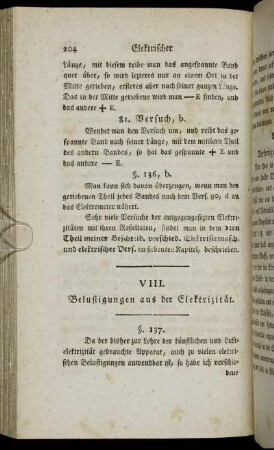 VIII. Belustigungen aus der Elektrizität.