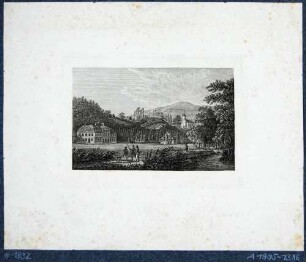 Das Bad (Kaltwasser-Heilanstalt) in Tharandt mit der Burgruine und der Stadt- und Bergkirche