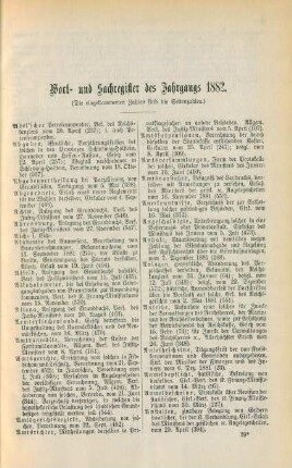 Wort- und Sachregister des Jahrgangs 1882