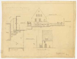 Schloss Erxleben Umbau I: Umbau des Zugangs zur Kirche, Grundriss und Ansicht 1:100