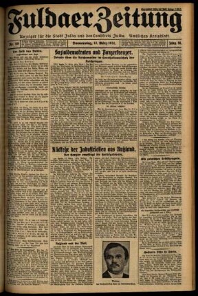 Erste Ausgabe vom Donnerstag, den 12. März 1931.