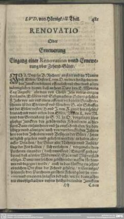 Renovatio, Oder Ernewerung