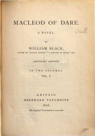 Macleod of Dare : a novel, 1