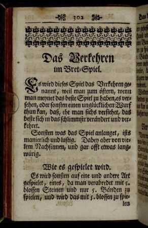 Das Verkehren im Bret-Spiel.