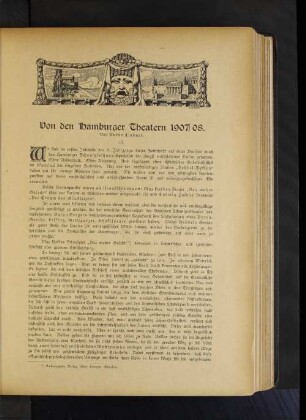 Von den Hamburger Theatern 1907/08