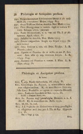 38-60, Philologia et Antiquitas profana