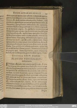 Epistola XXIV. Bruxellam. Aloysio Verreicken, Audientiario.