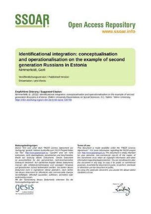 Identificational integration: conceptualisation and operationalisation on the example of second generation Russians in Estonia