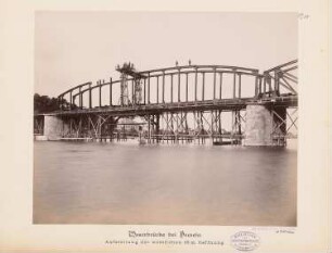 Nebenbahn Hameln-Lage. Weserbrücke, Hameln: Errichtung des westlichen Überbaus