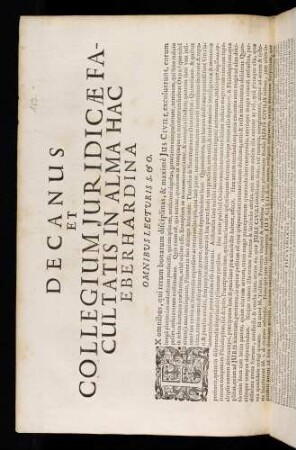 Decanus Et Collegium Juridicae Facultatis In Alma Hac Eberhardina Omnibus Lecturis S. & O.