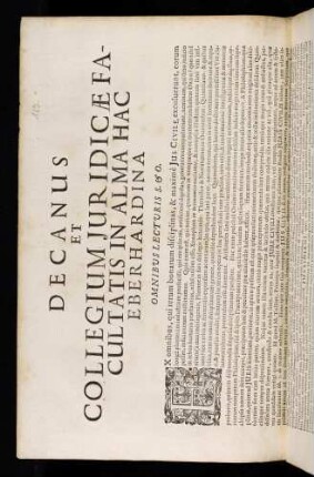 Decanus Et Collegium Juridicae Facultatis In Alma Hac Eberhardina Omnibus Lecturis S. & O.