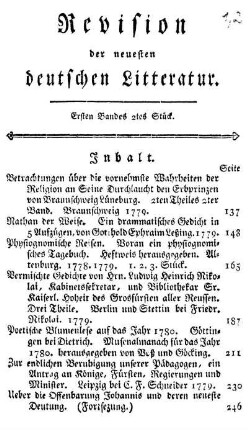 1,2: Revision der neuesten deutschen Litteratur