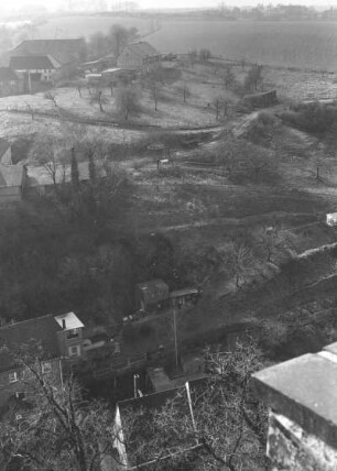 Leisnig. Blick vom Rundturm des Schlosses Mildenstein nach Westsüdwet