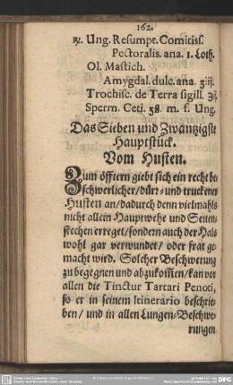 Das Sieben und Zwantzigste Hauptstück. Vom Husten