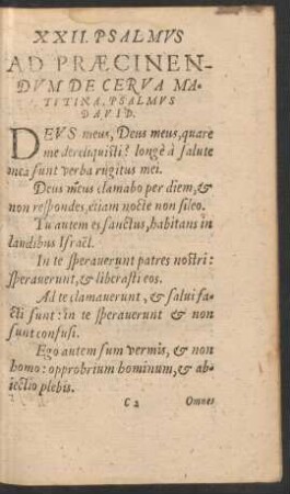 In XXII. Psalmum.